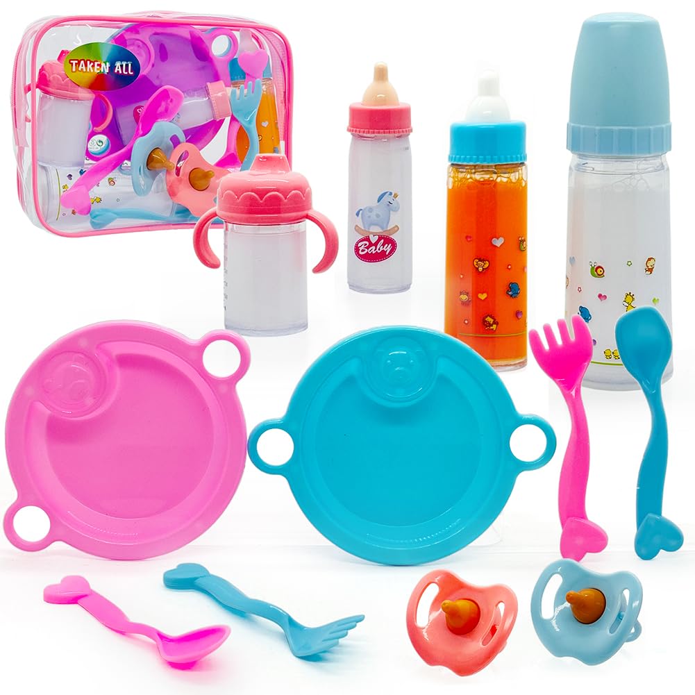 XPEX Set De 6 Accesorios Para Muñecas: Biberones, Chupetes Y Botellas De Jugo En Estuche Transparente