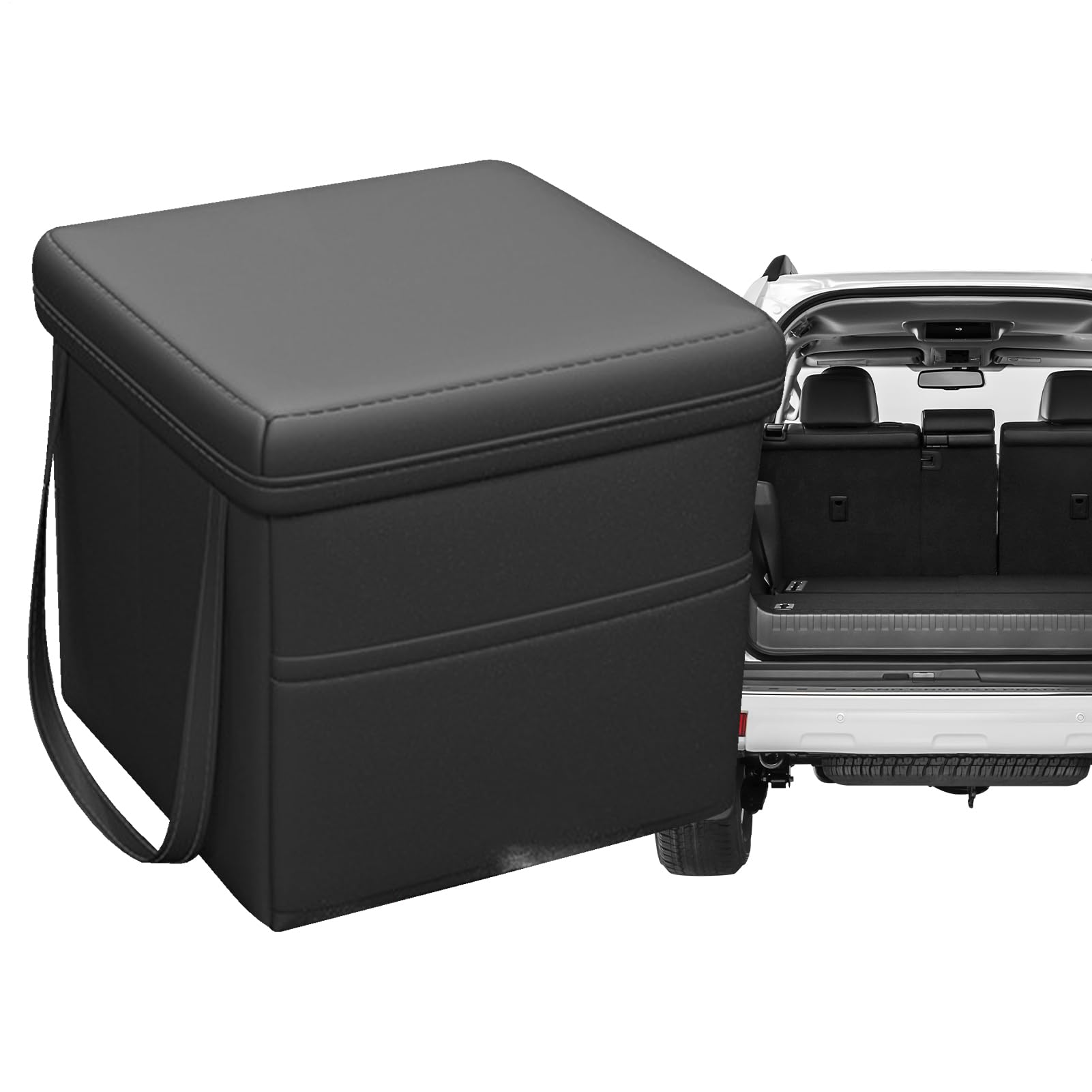 Organisateur de coffre de voiture de grande capacité noir avec fond de coffre antidérapant