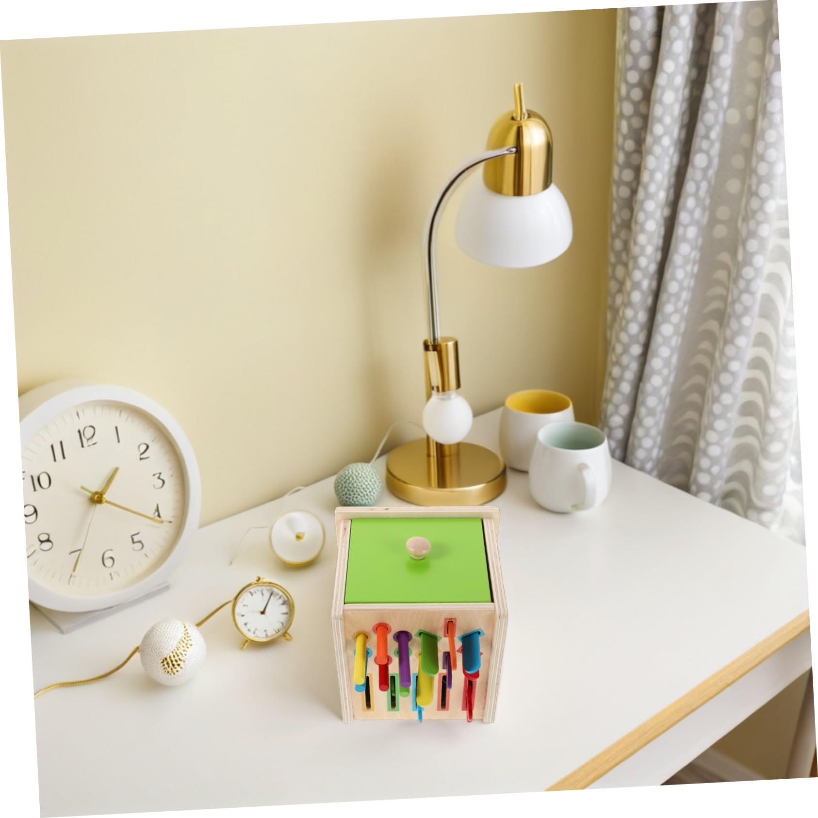 UKCOCO Montessori de Clasificación de de Madera Sólida para Años Juguete Educativo Visual y Cognitivo Colores y Geométricas para Desarrollo Temprano