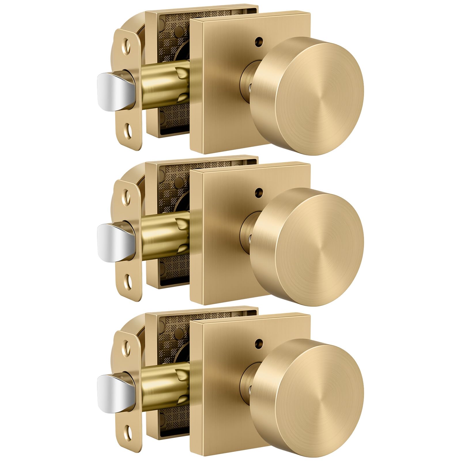 Gold Door Knobs - 6 Pack Zinc Alloy -25