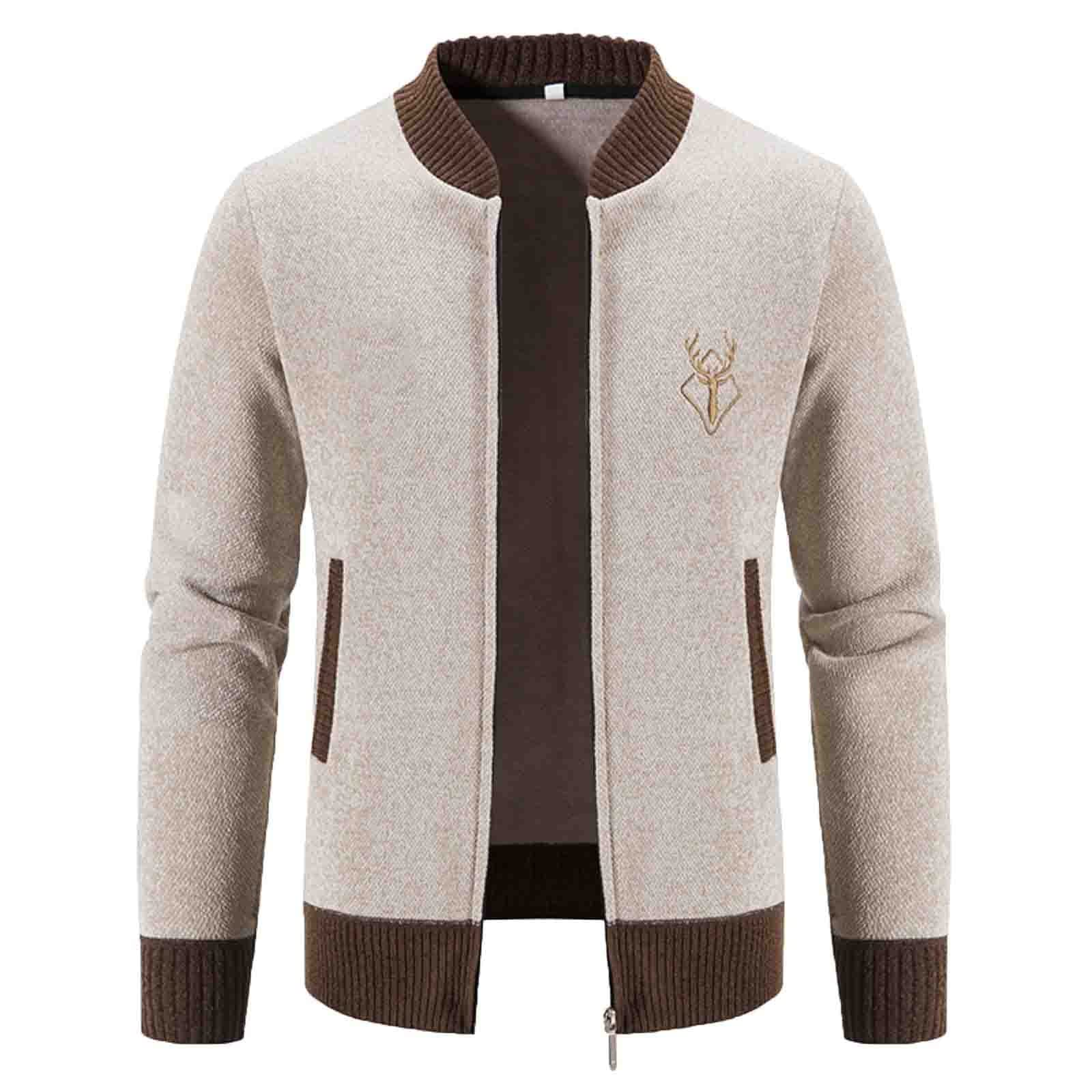 Generisch 2025 Trachtenjacke Herren - Strickjacken Langarm Sportlich Trachtenjanker Leicht Modern Cardigan Trachten Freizeitjacke M-4XL