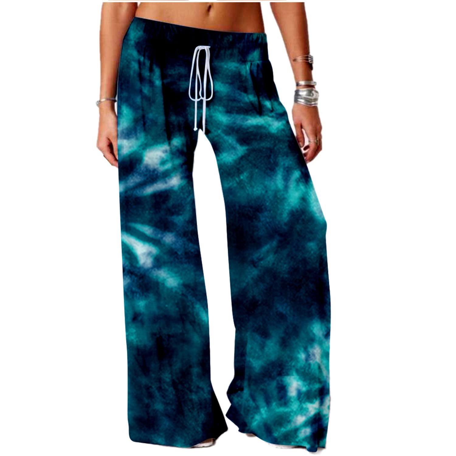 SIAOMA Womens Tiedye Pants Casual Loose Stretch Pants Trousers