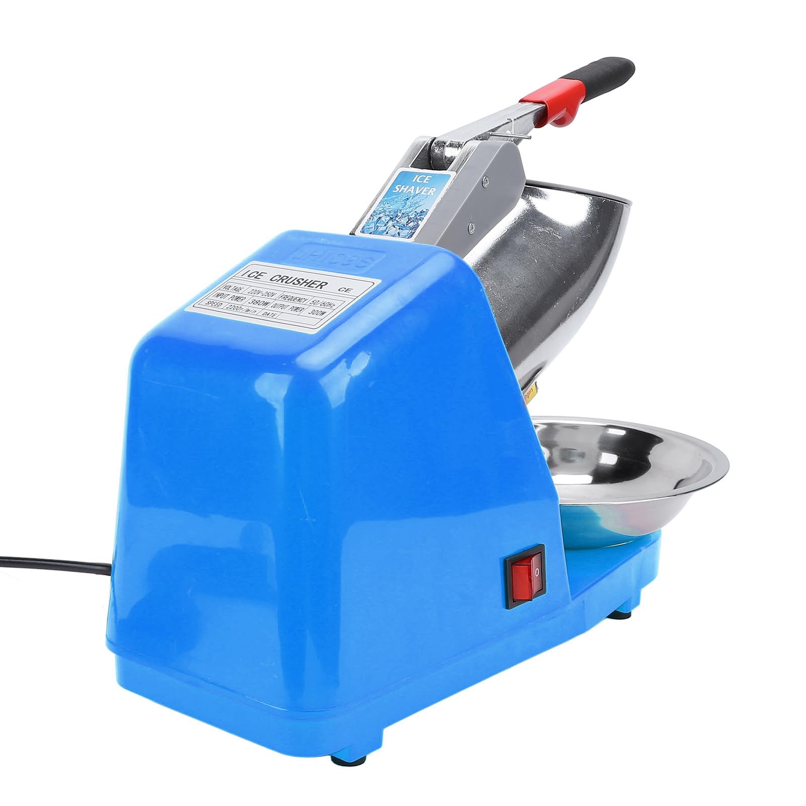 Fdit Tritaghiaccio Elettrico 380W, Lame in Acciaio Inox per e Ghiaccio Tritato, per Uso Domestico e Commerciale (BLUE)