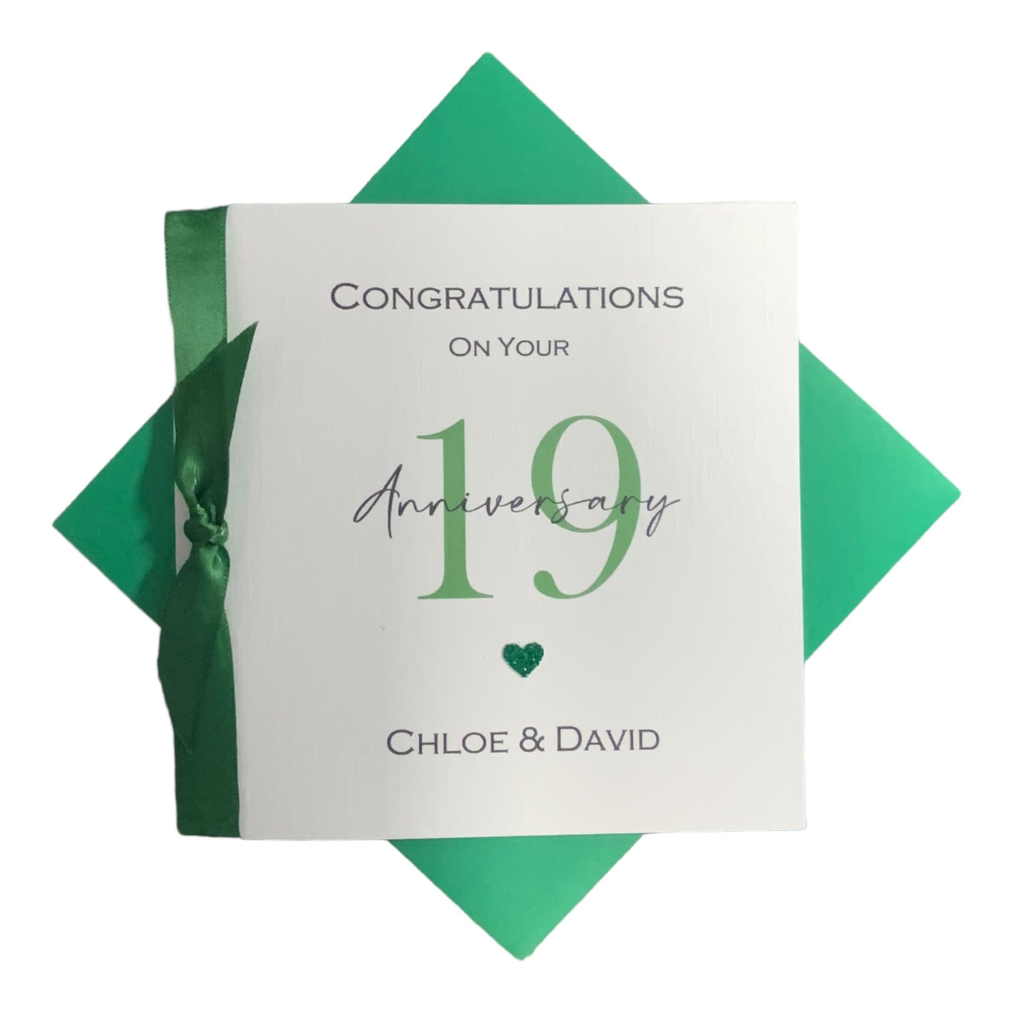 19th Wedding Anniversary Card - Bronze 19 Year Nineteenth Anniversary Greeting Card, Personalised Gift for Wife, Husband, Parents, Couple Friends - Various Designs (Ribbon Number) โ image 1