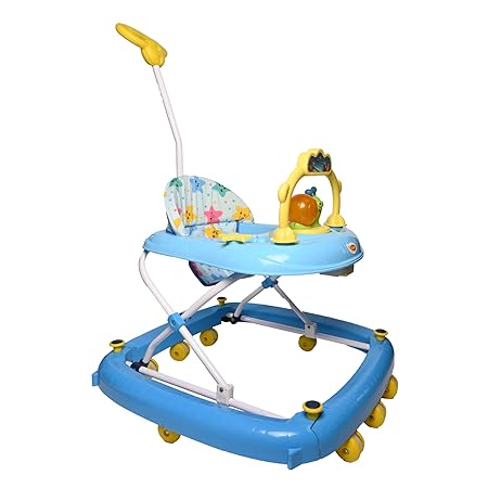 INFANTO Funsteps 2-in-1 Baby Walker & Rocker for 6-18 Months SDX Music and Light - Entertaining and Secure Kids Activity Walker for Joyful First Steps | Walker for Kids | Adjustable Height (Blue)