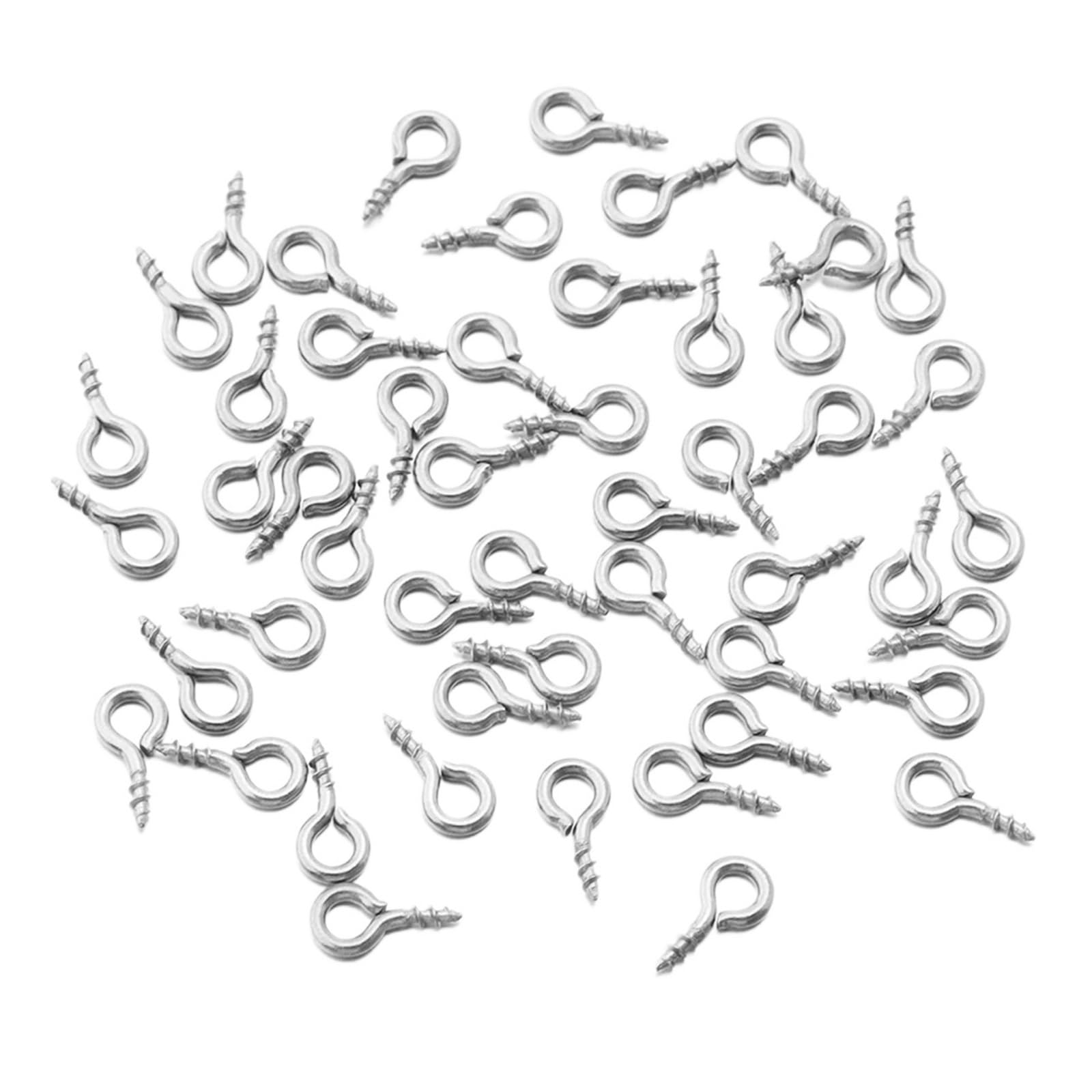 TRRYUIP Eye Hooks 20/50pcs Stainless Steel Sheep Eye Nail Screw Mini Bolt Ring Hook for Jewelry Making Accessories(ST 4x8mm 50pcs)