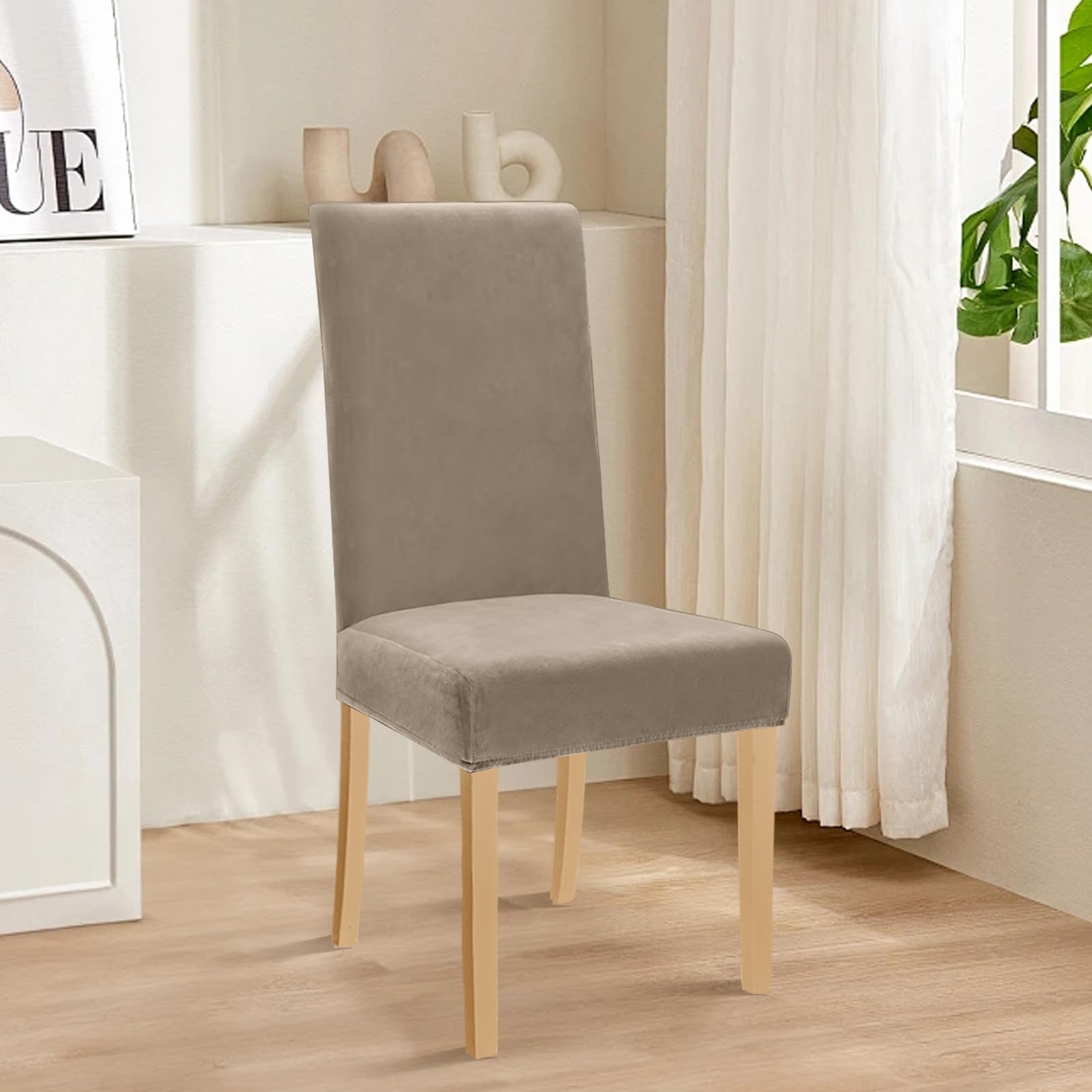 Alishomtll Lot de 6 housses de chaise stretch en velours - Housse de chaise en velours/velours - Housse de chaise pour fauteuil inclinable - Husses élastiques - Protection lavable pour chaises