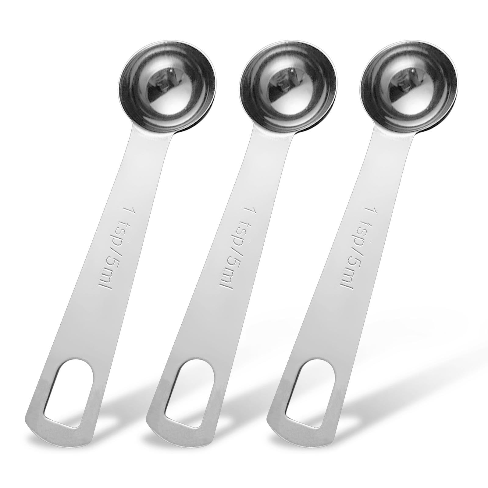 Zolventiq 3Pcs 5ml Teaspoon Measuring Spoons Stainless Steel Metal Tablespoon Measuring Spoons Table Spoon Teaspoon Measure Scoop Kitchen Gadgets for Cooking Baking
