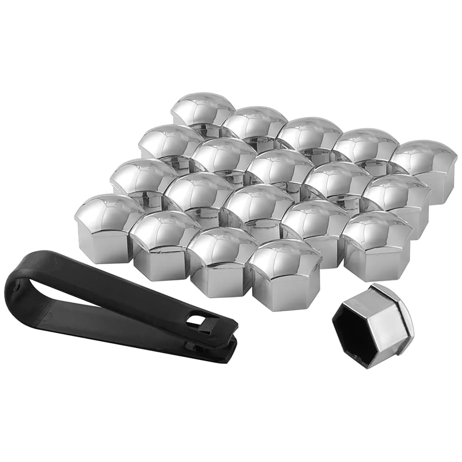 ZXAJDWNU 20Pcs Wheel Nut Cap For Toyota RAV4 XA20 RAV 4, Universal Car Lug Nut Bolt Cover Hexagonal Tire Nut Covers with Removal Tool Set Auto Accessories,B/Silver-21mm