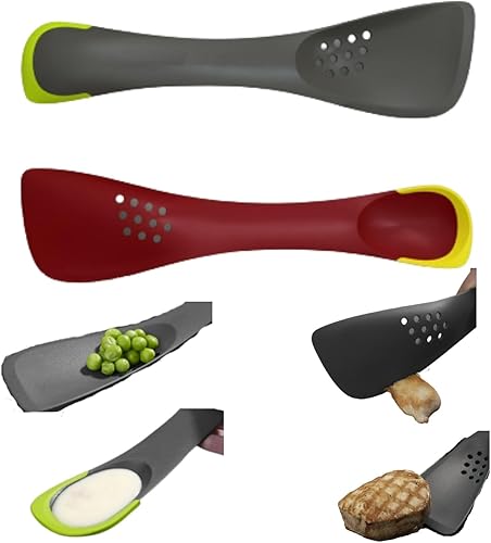 Uni-tool - Utensilios de cocina de silicona 5 en 1, cuchara ranurada, volteador, herramienta de corte, cuchara sólida y espátula en uno para cocina,