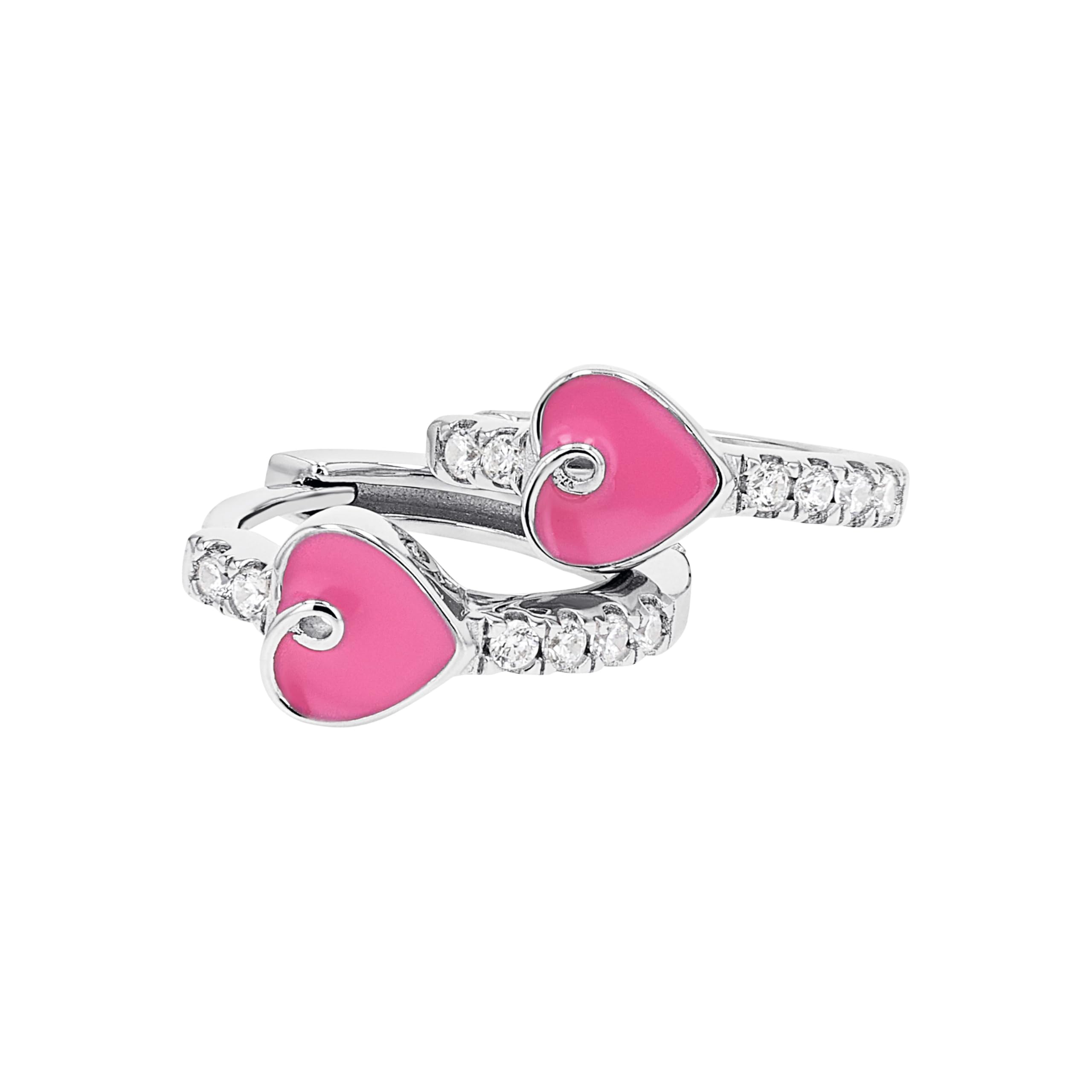 Principessa Lillifee - Orecchini da Ragazza in Argento 925 - con Zircone - Creoli a Cuore - PLI-E0029