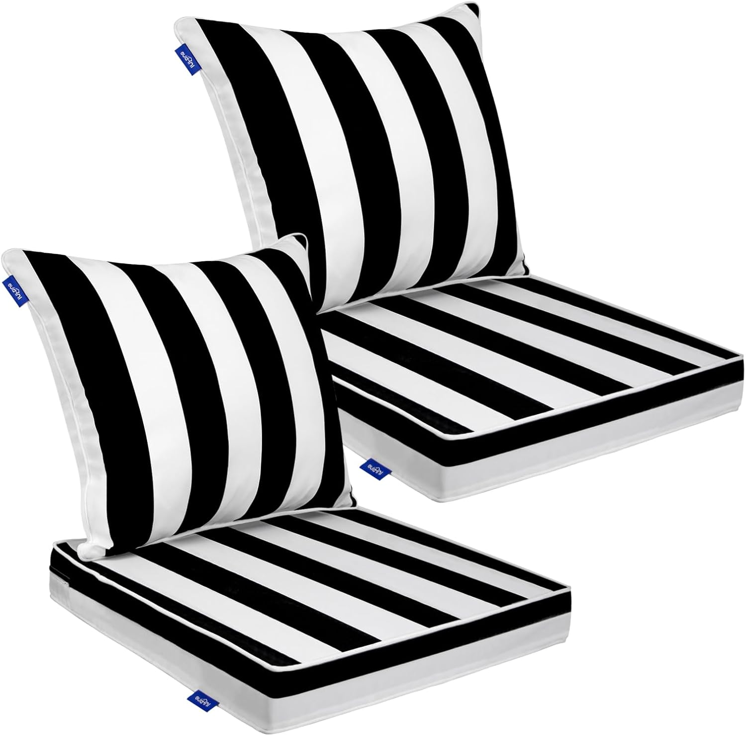 Deep Seat Cushion Set 24 x 24 inches Outdoor Patio Seat and Back Cushion Chair Cushions for Outdoor Furniture Water Repellent Set (2 Sets)