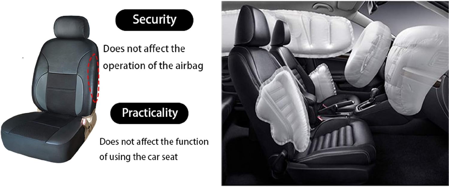 Car Seat Covers Full Set - Luxurious Leather Auto Front Rear Headrest Seat Protectors - Fits Most Car Truck Van SUV, 2 Front Seat Covers, Black