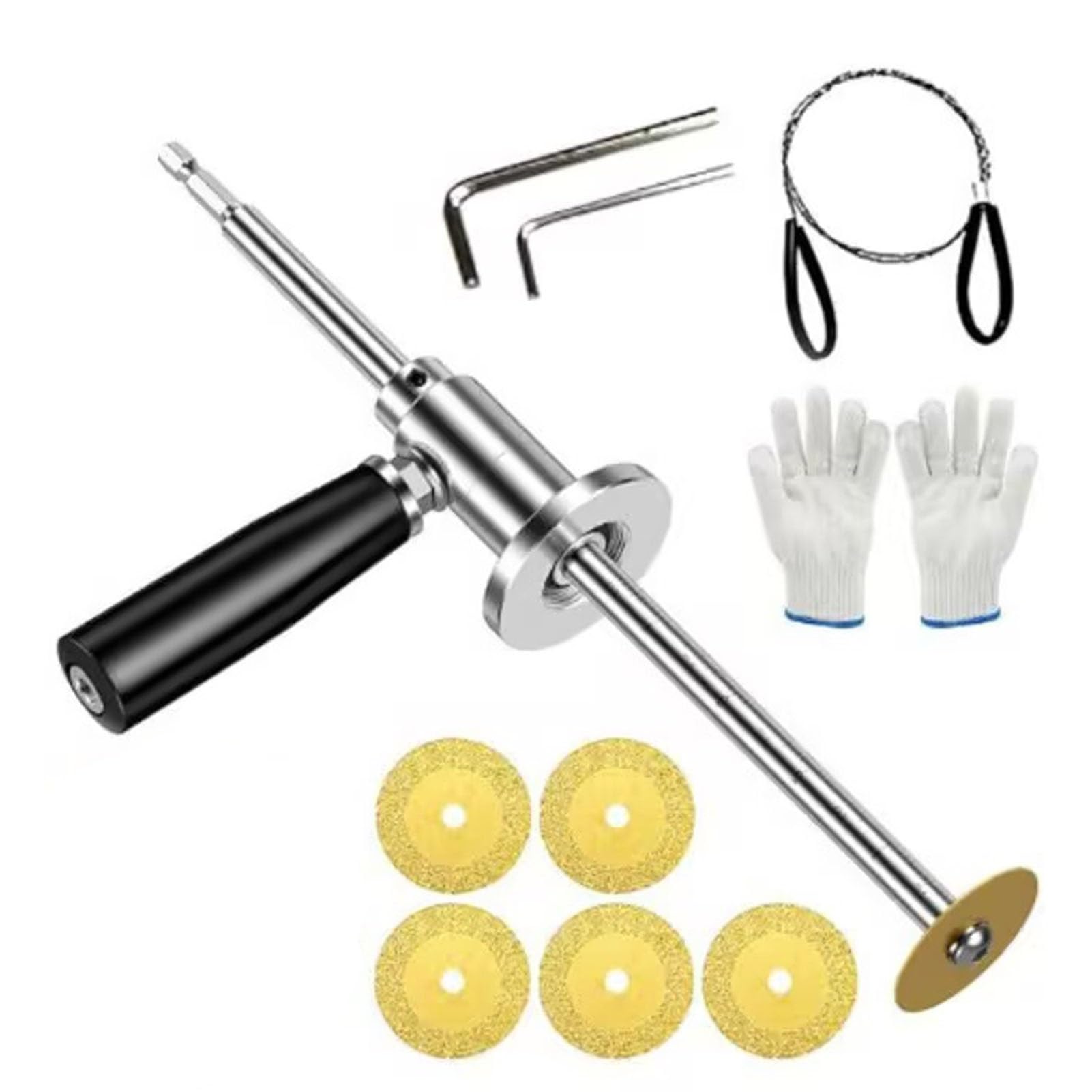 Yuzdnm One Color 7-Inch Inside Pipe Cutter For Pvc Pipe, Cutter Tool Set With Scale Adjustable Depth Gauge, 5Pcs Blades, 2 Hex Shank, Internal Pvc Pipe Cutter With Diamond Grit Cutting Wheel
