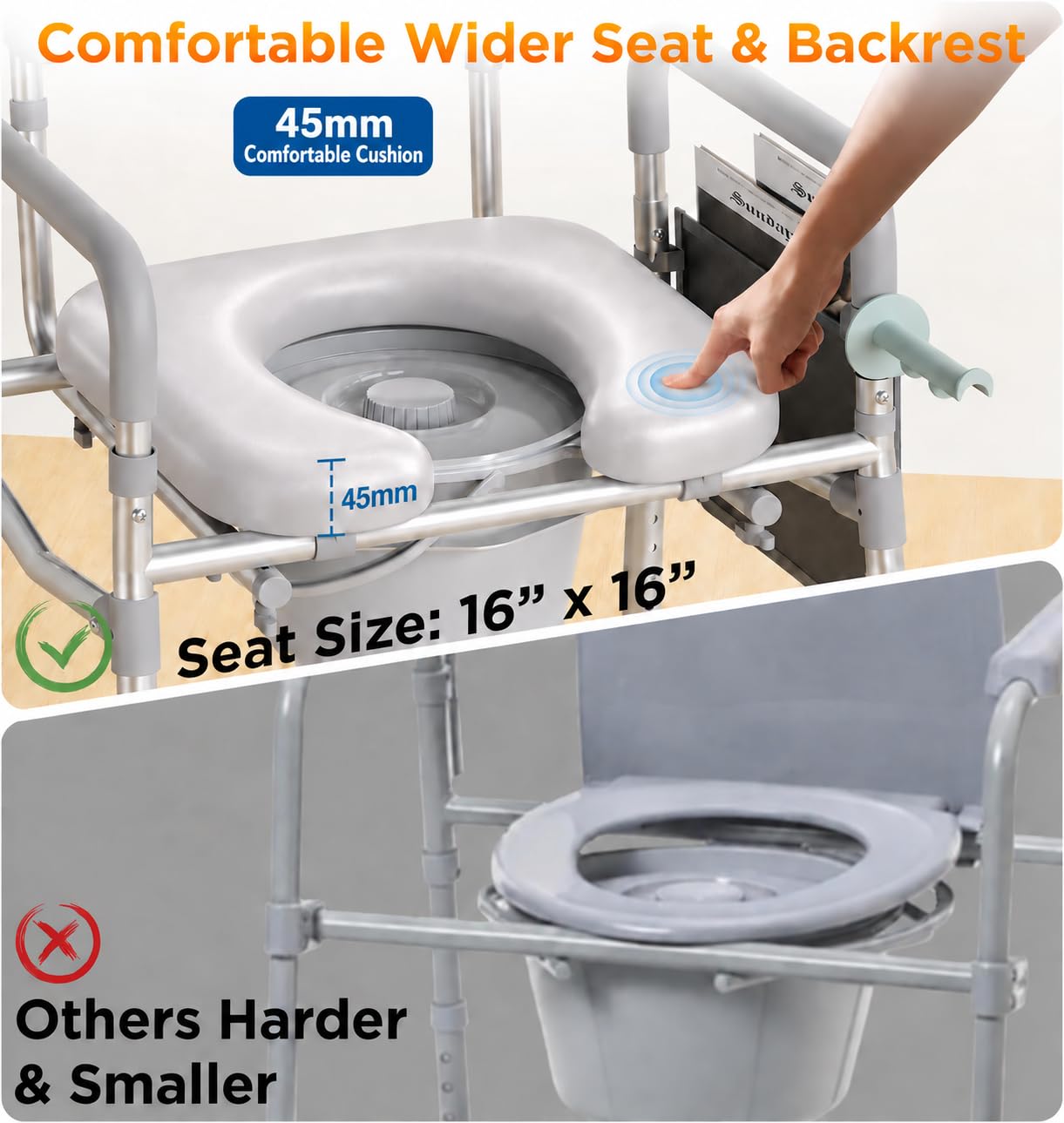Bedside Commode - Portable Toilet for Seniors & Adults -5