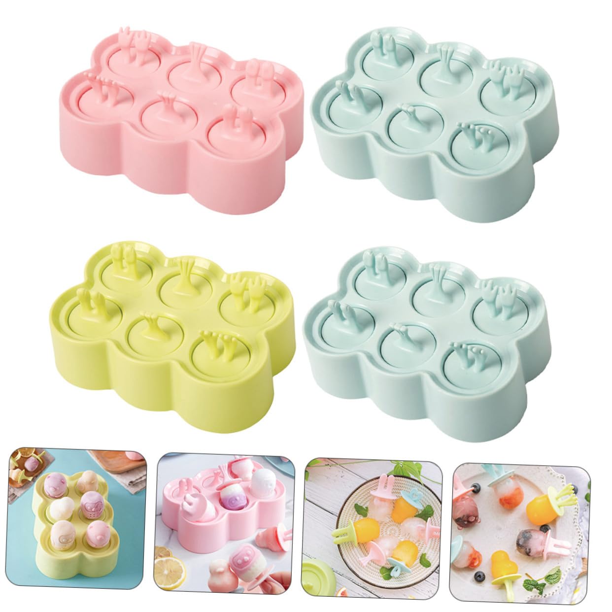 POPETPOP 4ensembles Moules à Glace Silicone Moules à Glace Pour Soi-même Des Desserts Glacés Yaourts Aux Fruits Et Jus De Fruits