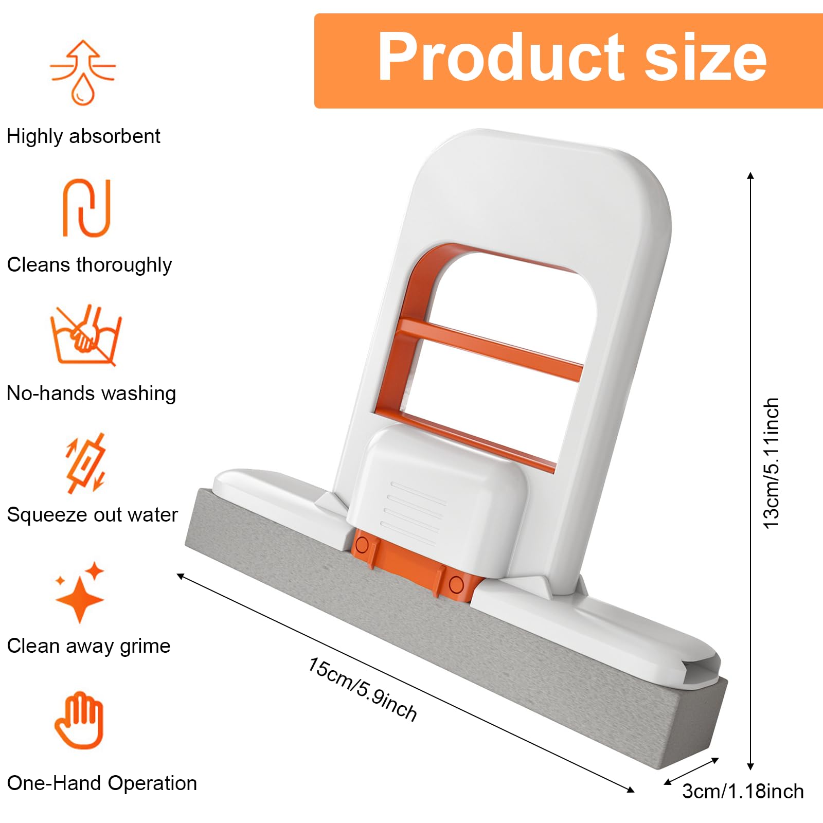 Fregona Autoescurrible, Plegable Mini Mopa, Mini Mop con 3 Esponja de Repuesto para Pisos, Dormitorios, Comedores, Cocinas y Encimeras de Baño
