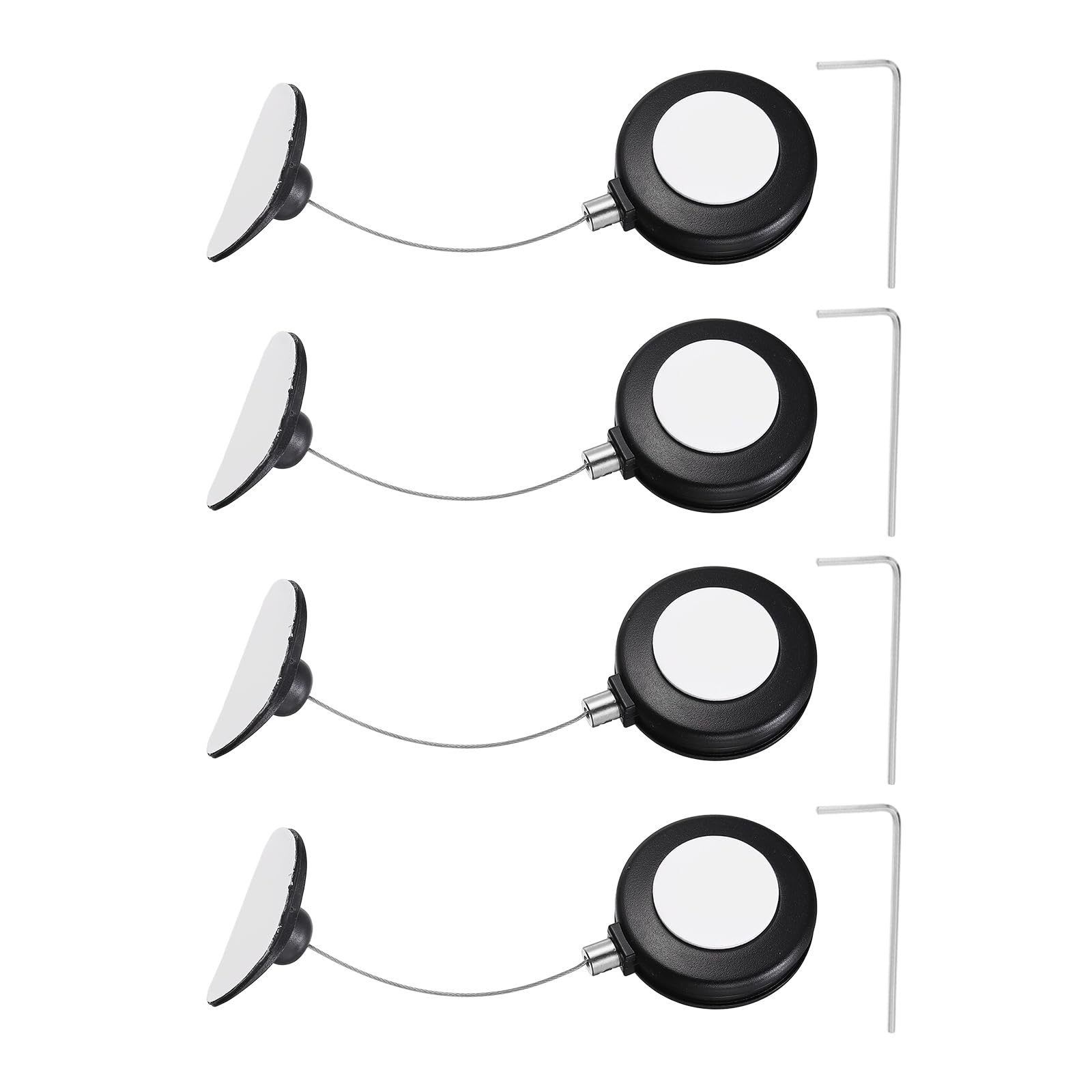 PATIKIL Retractable Remote Control Cable Tether (3ft / 0.9M, Black)(3 Set) Round Remote Control Security Lanyard Lock Adjustable Locking Leash with Plastic Cap, Suit for - TVs/Tablets