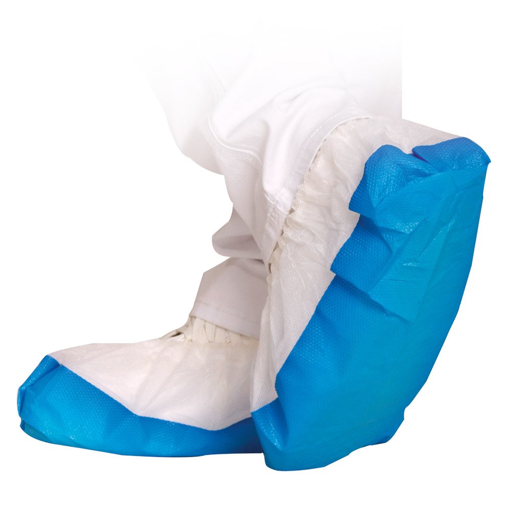 500 Stück, Überschuhe, FRANZ MENSCH, universal, weiß/blau, CPE, wasserdicht | PP-Vlies, Schuhüberzieher, Überziehschuhe, extra stark, shoe covers, Einweg/Mehrweg, Hygiene, Labor, Reinigung