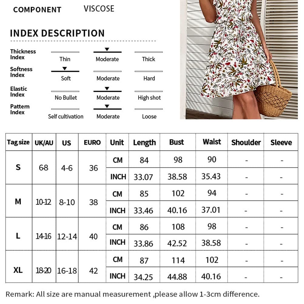 Lost Ink Jurken Dames Boho Zomer Bloemenprint Tie Bandjes Mouwloze Vierkante Hals Gesmokte Vloeiende Ruche A Lijn Maxi Jurk Womens Ruche Jurk, Groen, XL