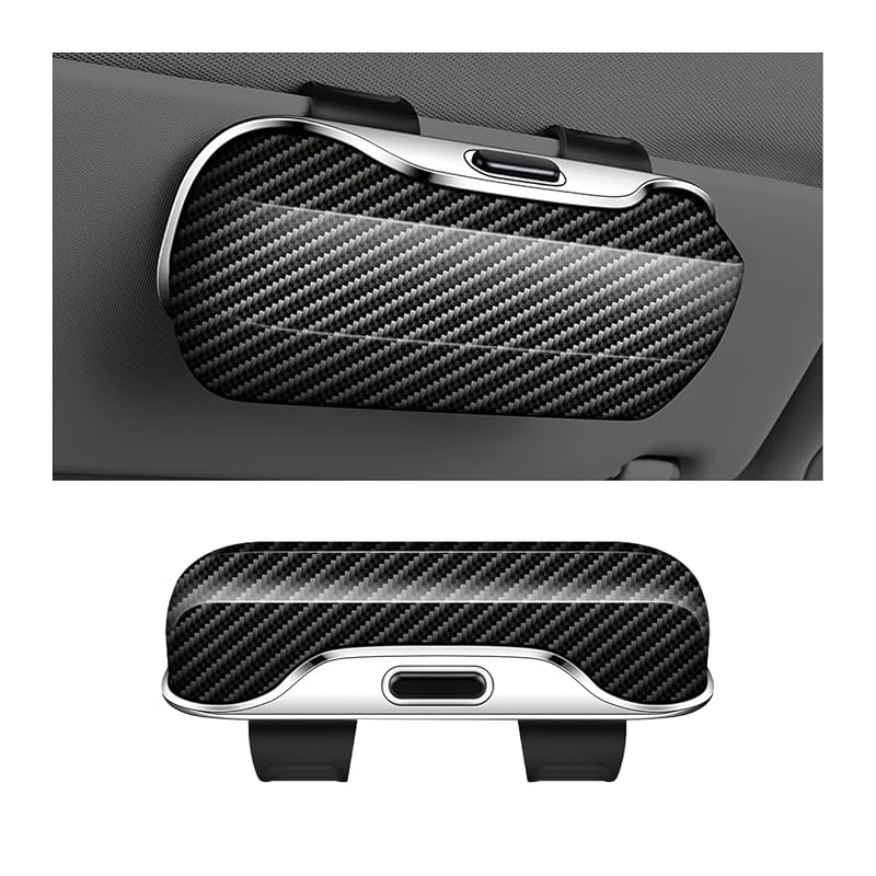 Porta-Óculos para Para-Sol Automotivo zipelo em ABS com Acabamento de Fibra de Carbono