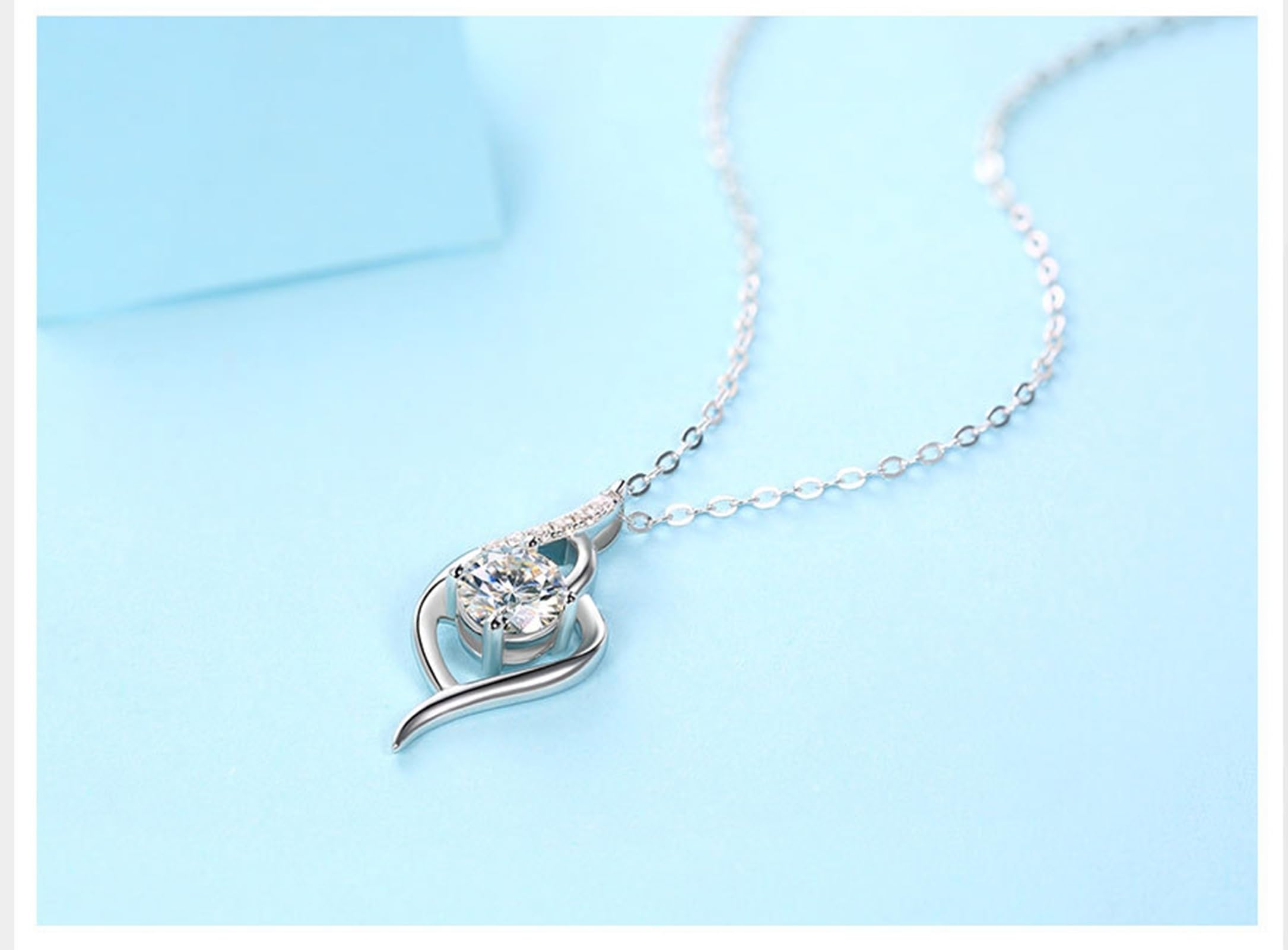 Collar de cadena ajustable para mujer, oro blanco/platino, oro blanco, cadena trenzada para el día de San Valentín, moissanita