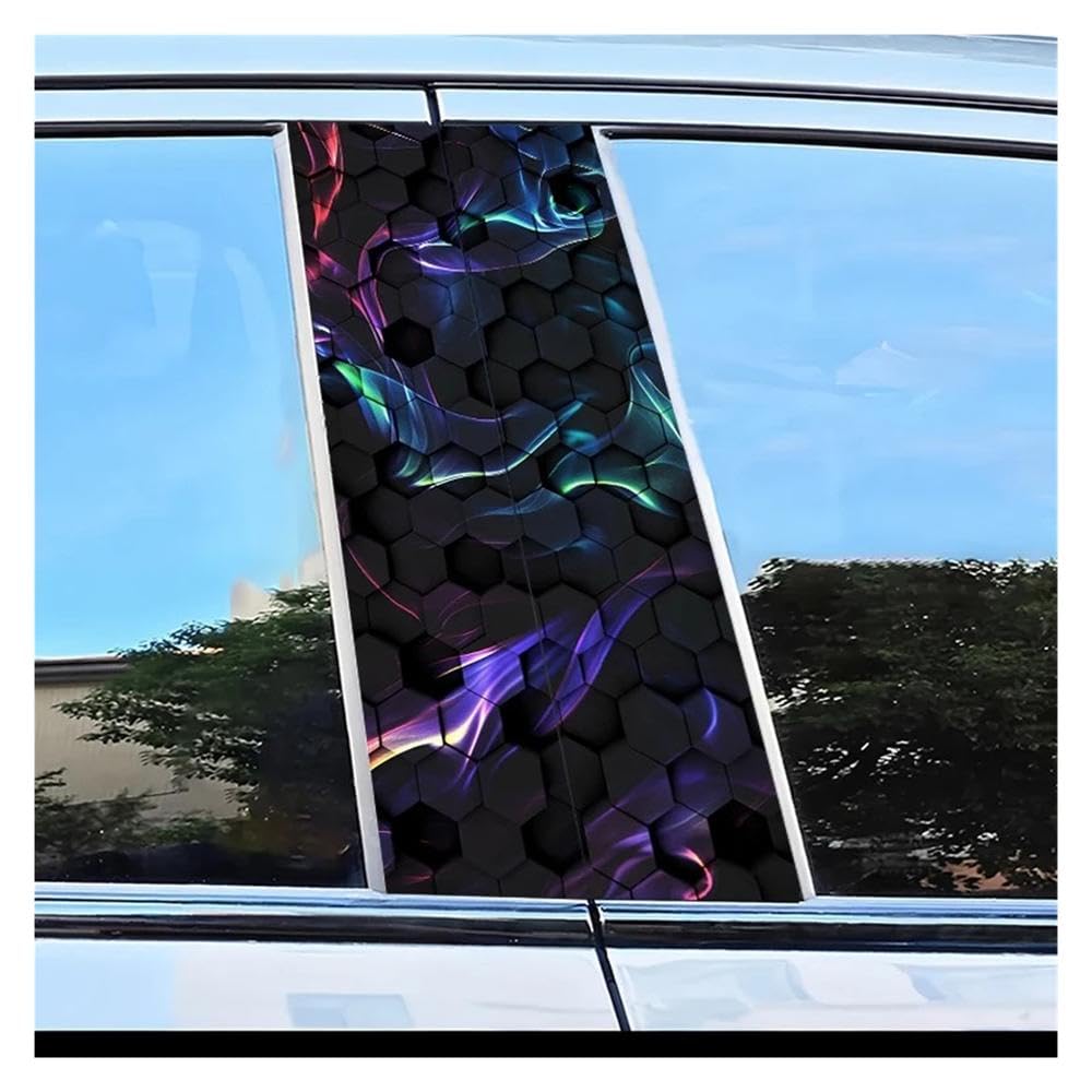 Dabhuoc One Color Car Parts 2Pcs Car Center Column Decal Colorful Honeycomb Scratch Protection
