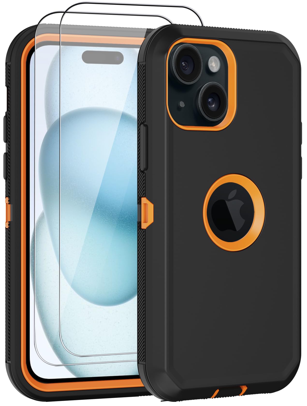 for iPhone 15 Plus Case, with 2 Screen Protector Heavy Duty Drop Protection,Full Body Rugged Shockproof Dust Proof Protective Phone Cover for Apple