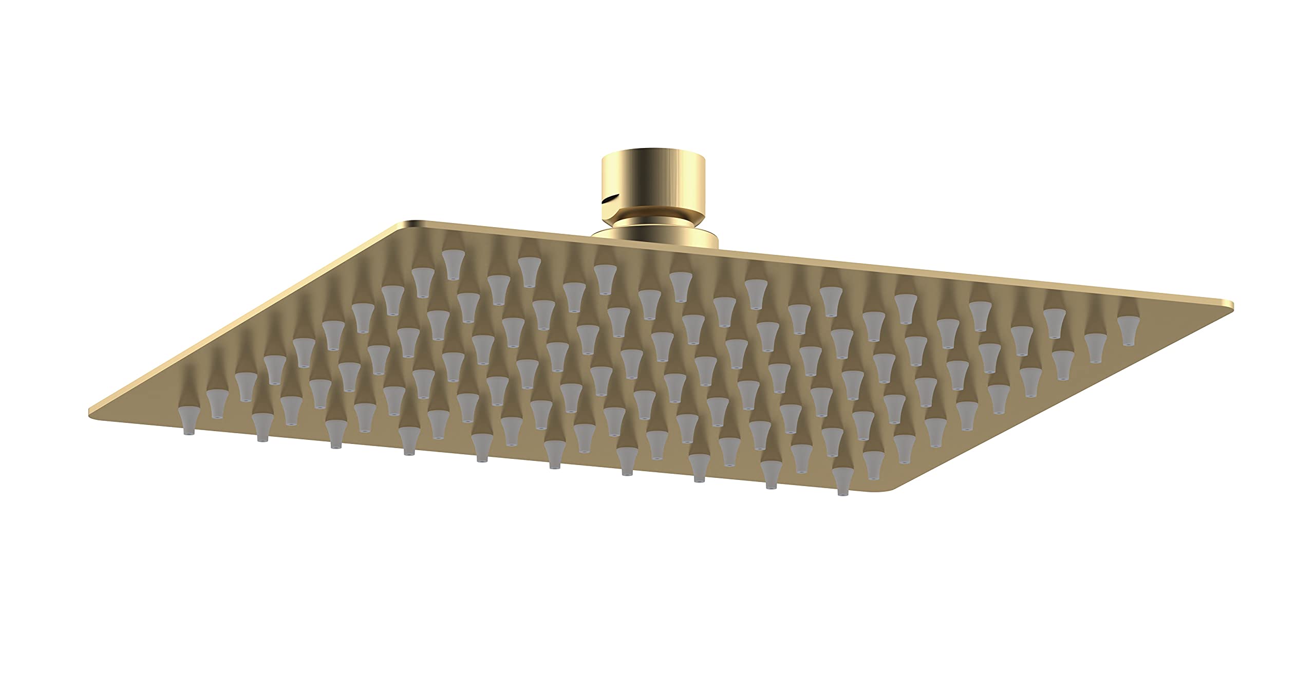 nuie Brushed Brass Square Fixed Shower Head 20cm Stainless Steel