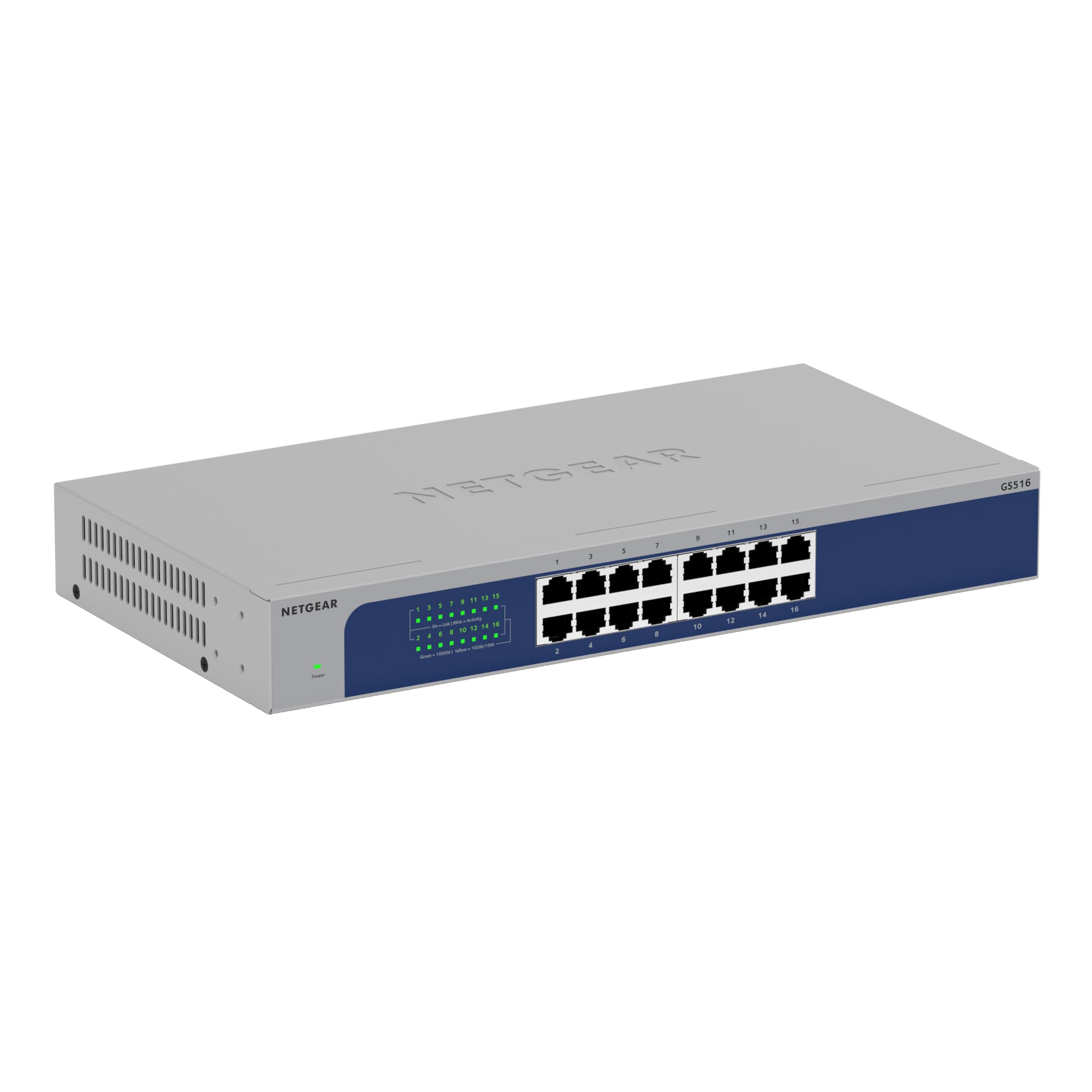 NETGEAR 16 Port Gigabit Ethernet Switch (GS516) | Unmanaged Network Switch | Ethernet Hub | Desktop, Wall or Rackmount