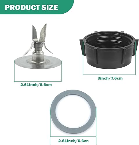 Miniatura 3 de Para piezas de repuesto Oster Blender Ice Blade con tapa base de tarro y dos juntas de junta tórica de goma, kit de actualización compatible con