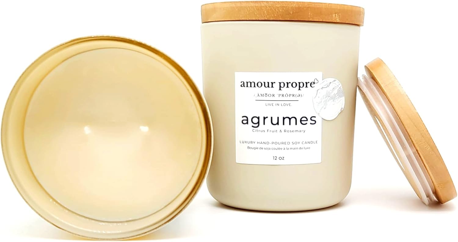 Bougie de soja coulée à la main de luxe | 12oz agrumes (citrus fruit) Handpoured Luxury Soy Candle | 2 Wick Candle | Citrus & Rosemary | 12 oz