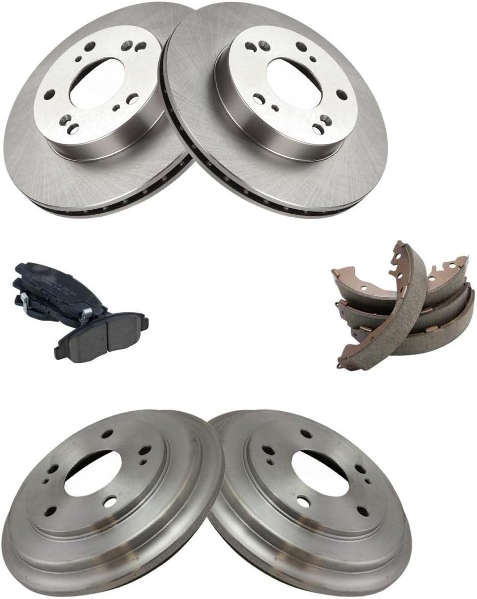 Ceramic Pad Rotor Drums & Shoe Kit with Fluids 5 Lug-Wheel Lug Count for for Civic 1.8L 2006-2011 901-14003