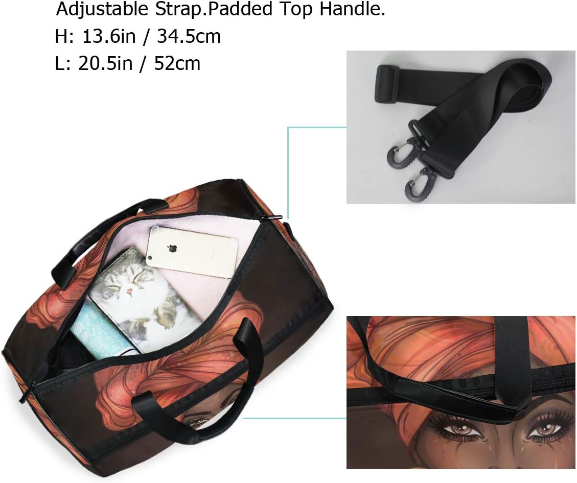 Travel Duffels African Pretty Girl Duffle Bag Luggage Sports Gym for Women & Men - Image 4