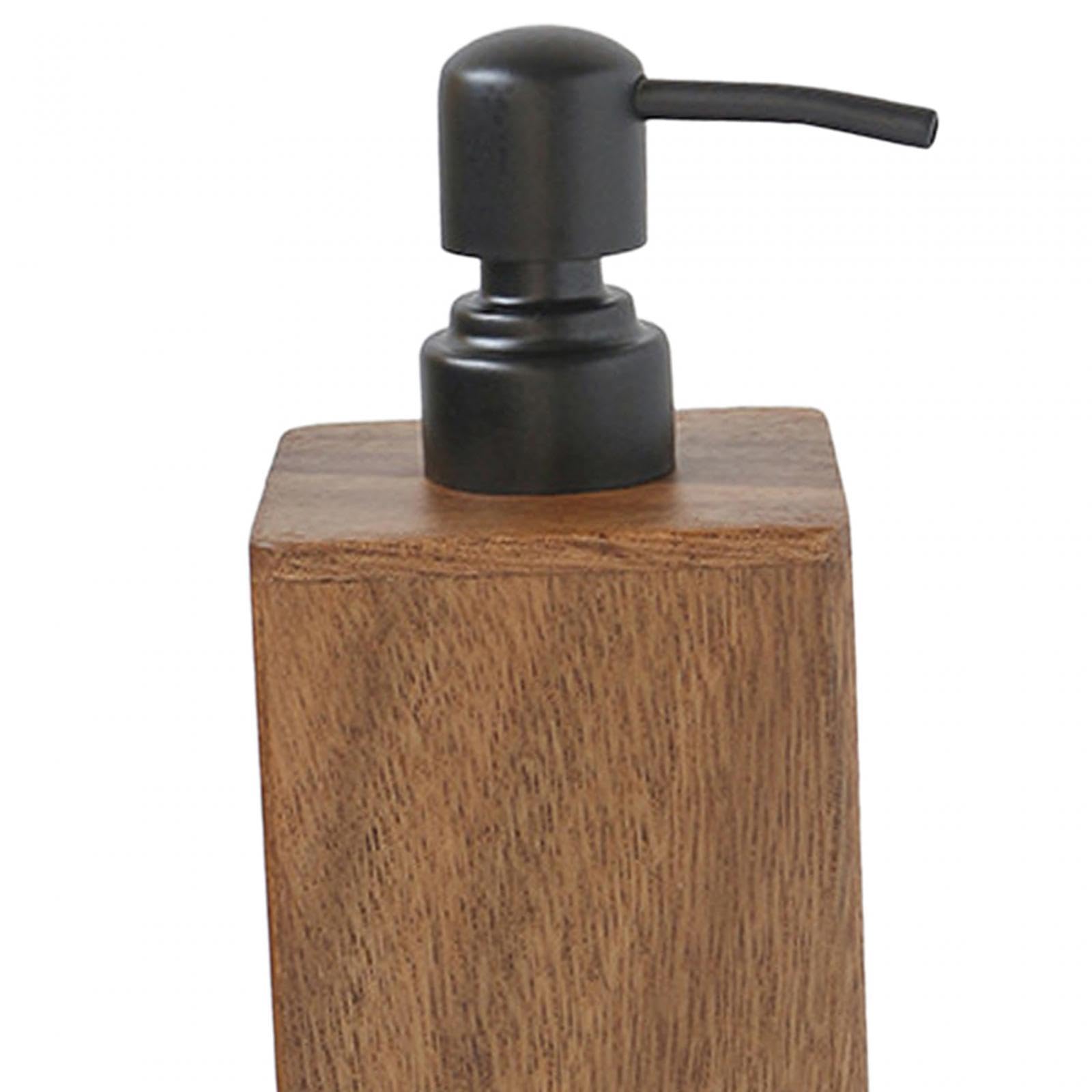 Dispensador de Jabón Botella Refillable Dispensador de Loción Organizador de Jabón de Cocina con Diseño Elegante de Madera de Y Plástico Adecuad, 7.5x7.5x19cm, Individual