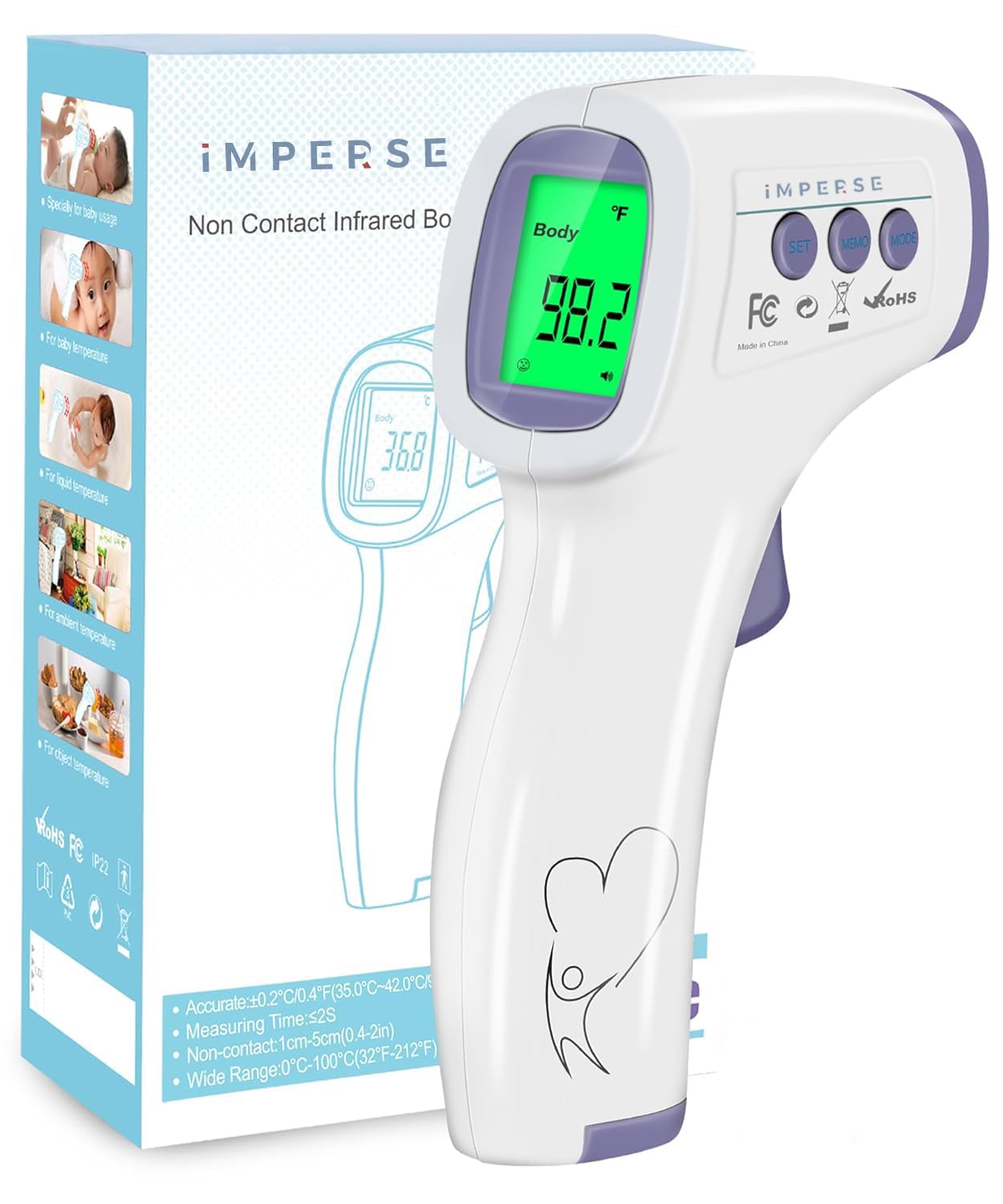 Thermometer Digital for Fever Non-Contact Laser Infrared Forehead Thermometer Temperature Gun Accurate Reading with Large Display, Silent Mode, Celsius and Fahrenheit.-image-1