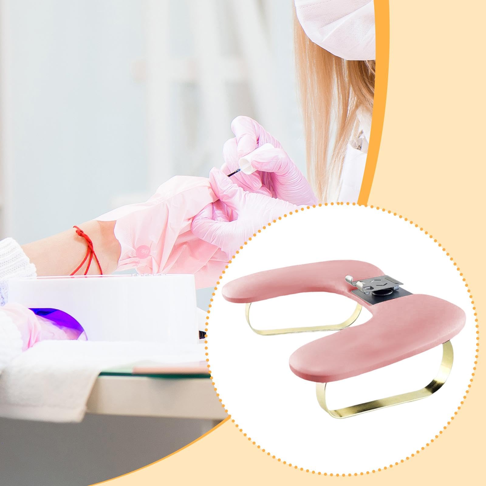 Cojín de Manicura, Reposamanos para Uñas, Mesa Ergonómica, Soporte para Teléfono de Cuero PU, Adecuado para Manicura en Casa, Salón Profesional, Rosa
