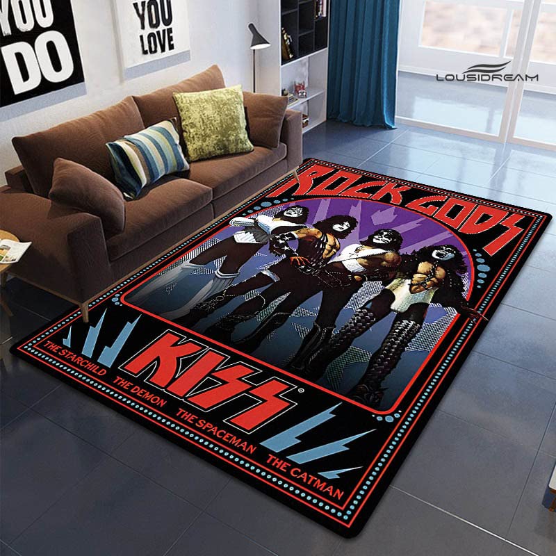 bailongmaKiss Print Flannel Carpet Play Room Living Room Bedroom Non-Slip Band Rug Photography Props Birthday Gift M221 120×180CM