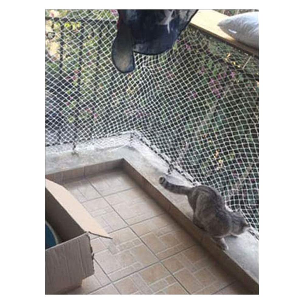 Siatka dla zwierząt domowych, siatka dla kotów, na balkon, schody, szczeniak, pień, ochrona przed drzwi, poręcz, ochrona przed wiatrem, nylon, ochrona dekoracja, wspinaczka, pleciona linka 6 mm, 10 cm, 3 x 3 m (10 x 10 ft)