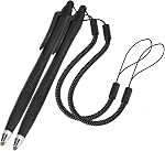 Xiaokeis 2 Pcs Portable Spring Rope Stylus Pen, Scratch Proof Pen with Stylus Tip Touch Pen for Touchscreen, Stylus Pen for Touch Screens Touch Pen for Drawing, Sketching and Note-Taking(Black)