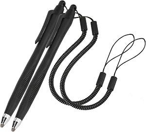 Xiaokeis 2 Pcs Portable Spring Rope Stylus Pen, Scratch Proof Pen with Stylus Tip Touch Pen for Touchscreen, Stylus Pen for Touch Screens Touch Pen for Drawing, Sketching and Note-Taking(Black)