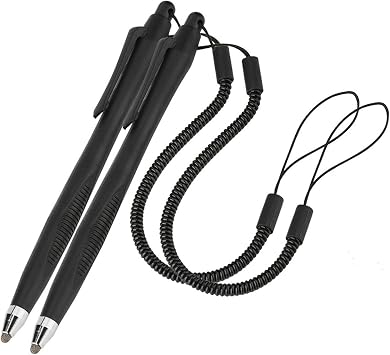 Xiaokeis 2 Pcs Portable Spring Rope Stylus Pen, Scratch Proof Pen with Stylus Tip Touch Pen for Touchscreen, Stylus Pen for Touch Screens Touch Pen for Drawing, Sketching and Note-TakingBlack