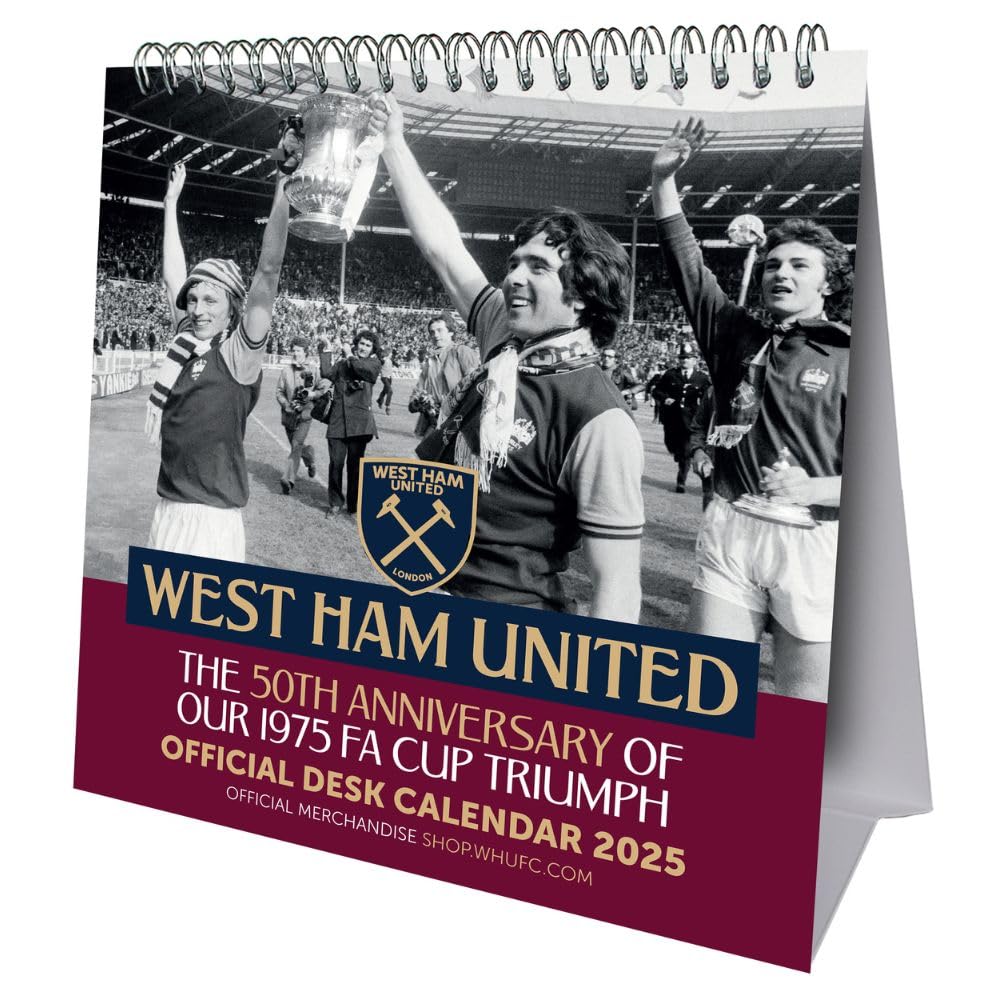 2025 Calendar West Ham United FC Month to View Football Desk Easel Official Product