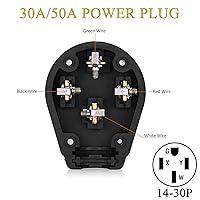 Vista 3 de Nema - Enchufe 14-30P de 125/250 voltios con 3 polos y 4 alambres de alta resistencia de grado industrial para secadora y rangos