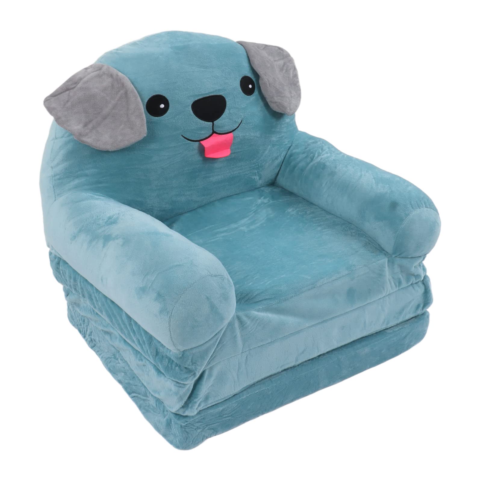 Adorable Blue Puppy Themed Kids Sofa, Dual Use Foldable Cartoon Print Children and Small Sofa Bed (3 Tier)