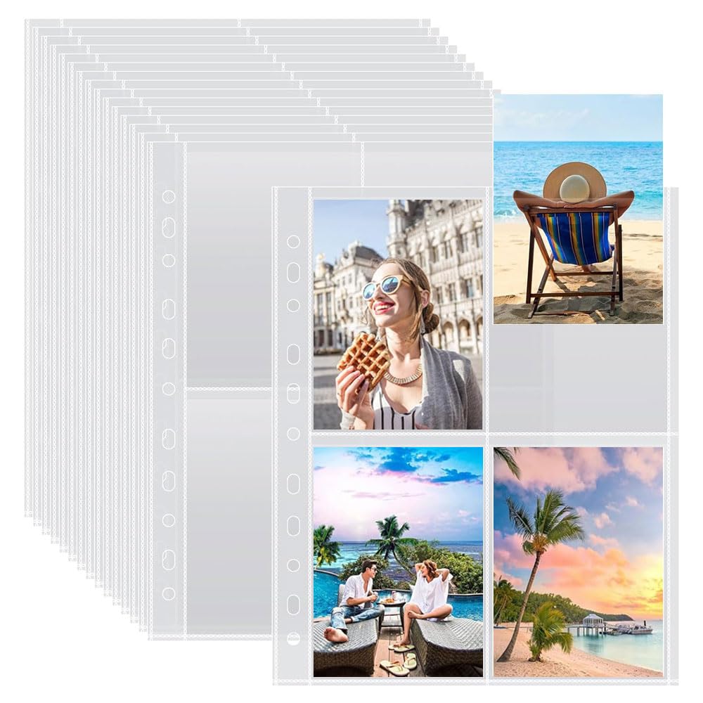100 Pack 800 Protège Page Photo A4,Pochette Pochette Pour Carte PostaleA4,Pochettes Transparentes A4 Pour Photos,Protège Page Photo Double Face,Pochettes Pour Cartes Postales (100 Pack)
