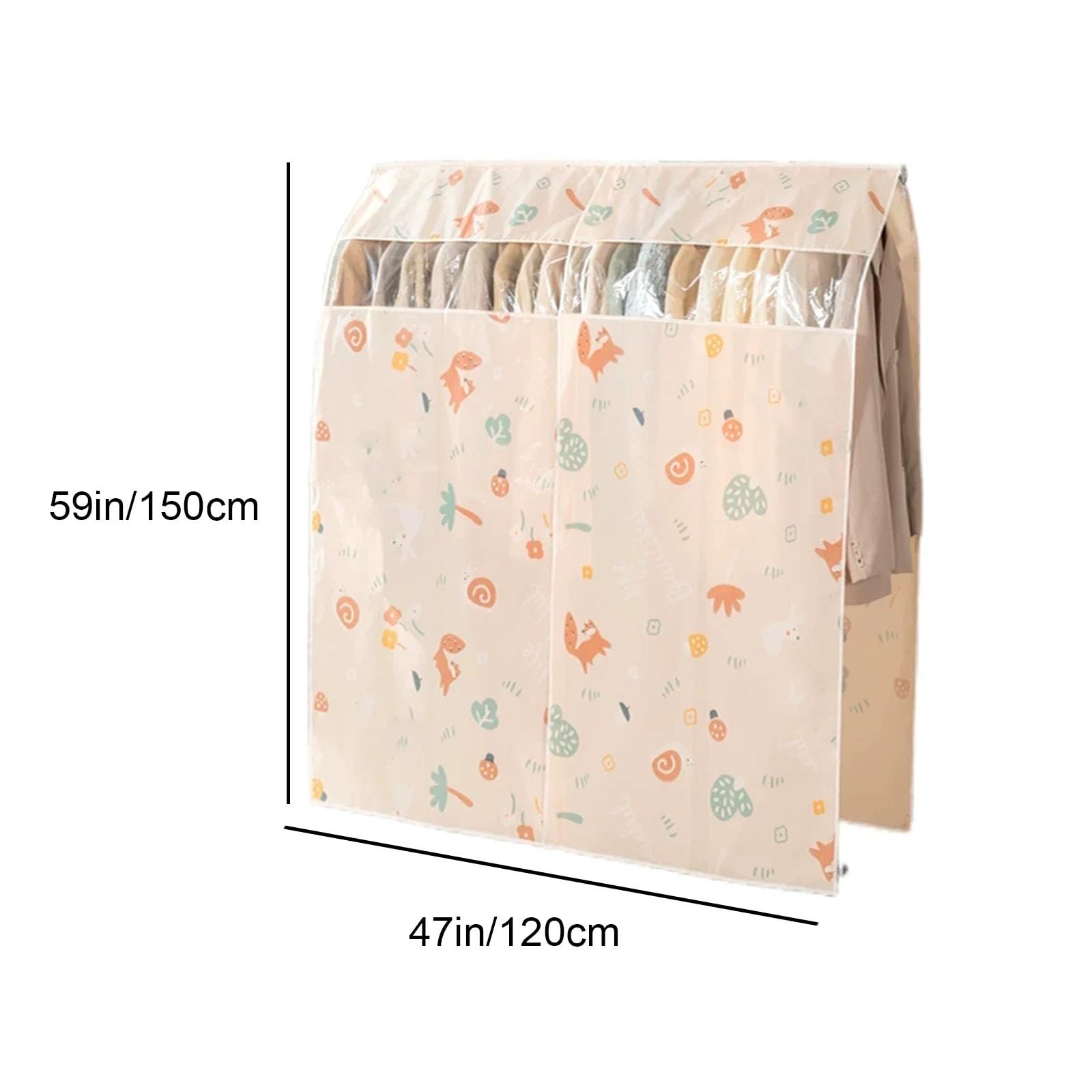 Funda Ropa Armario con Ventana Transparente, Funda Ropa con Gancho Adhesivo, Grande, a Prueba de Polvo, para Camisas, Abrigos y Vestidos(47x59in/120x150cm)