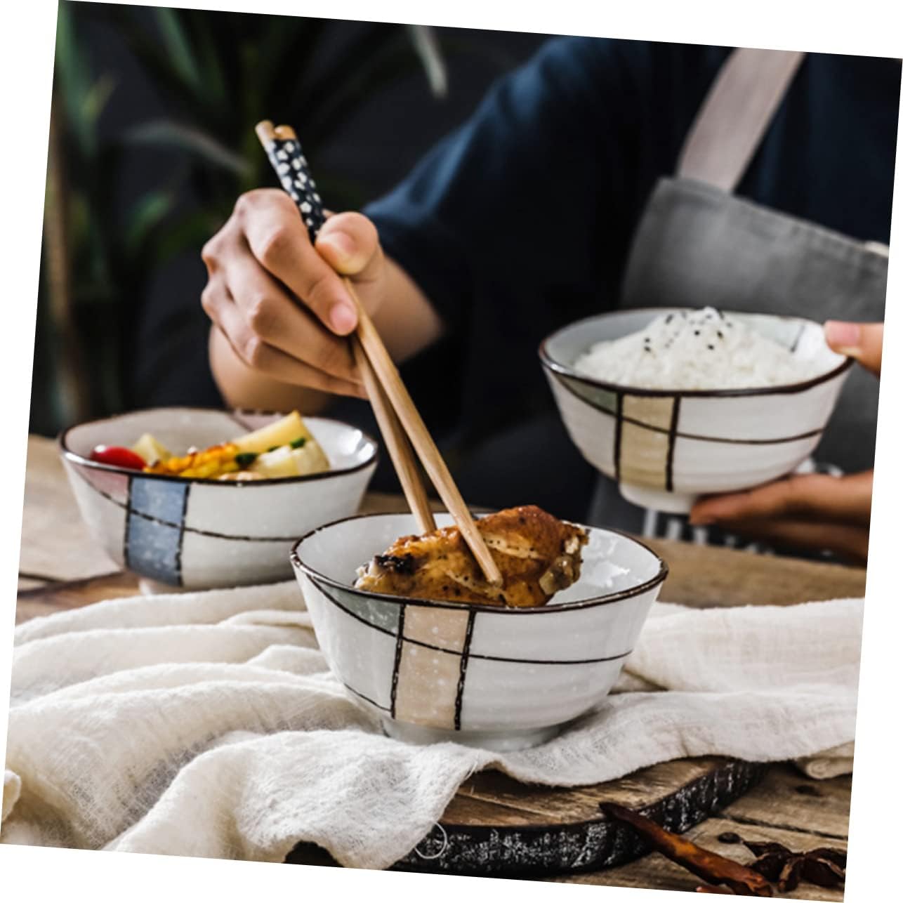 ABOOFAN 4pcs Ceramic Soup and Rice Bowls Creative Dinner Bowls Everyday Use and Colors Dishwasher and Microwave