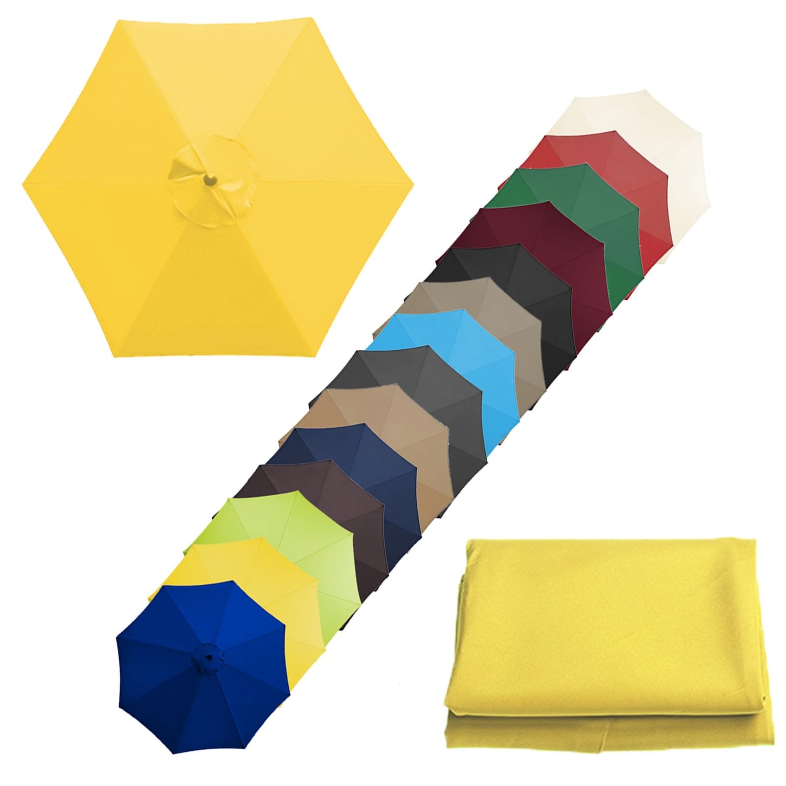 Replacement Canopy Top, Sun Umbrella Replacement Cloth 200cm/270cm/300cm+6 Arms/8 Arms Replacement Parasol Fabric Cover For Garden Umbrella(Color:Yellow,Size:6 ribs-2m(6.5ft)) — image 1