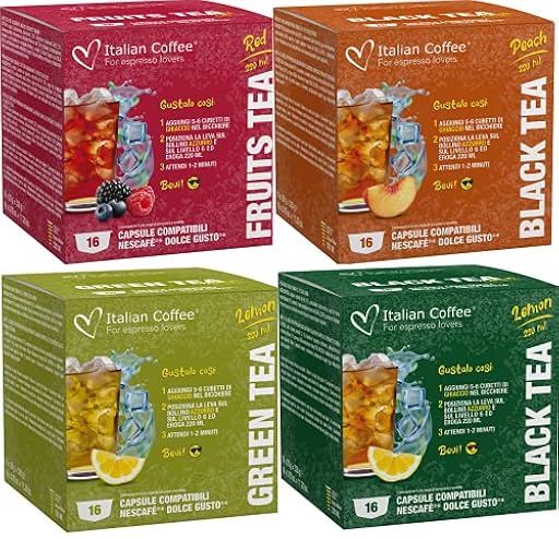 64 Capsulas de Te Helado Dolce Gusto - Degustación 4 Sabores - Te Verde - Frutas del Bosque - Limon - Melocoton | Ya disponible en tu tienda friki favorita! En mundofriki.es! 64 Capsulas de Te Helado Dolce Gusto - Degustación 4 Sabores - Te Verde - Frutas del Bosque - Limon - Melocoton | Ya disponible en tu tienda friki favorita! En mundofriki.es!